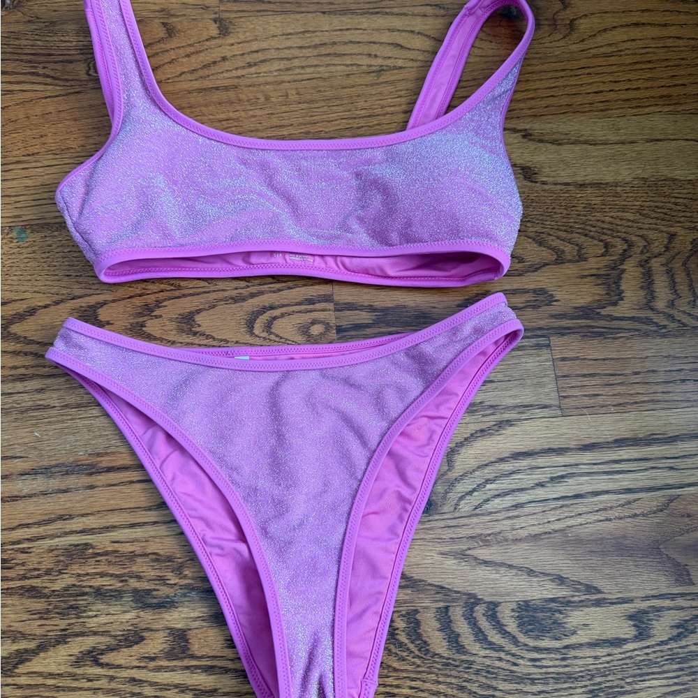 Aerie Pink Glitter Two-Piece Bikini Set